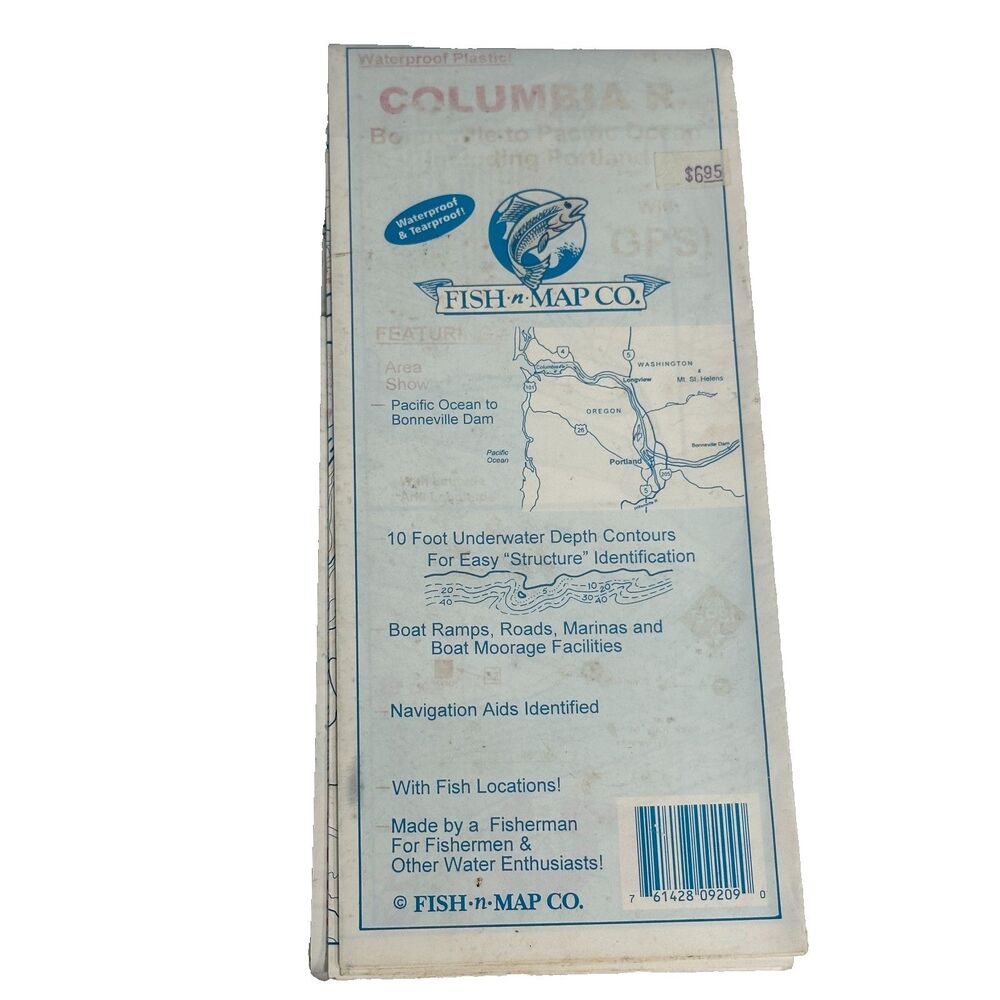 Fish n Map Co Columbia River Map Waterproof Plastic